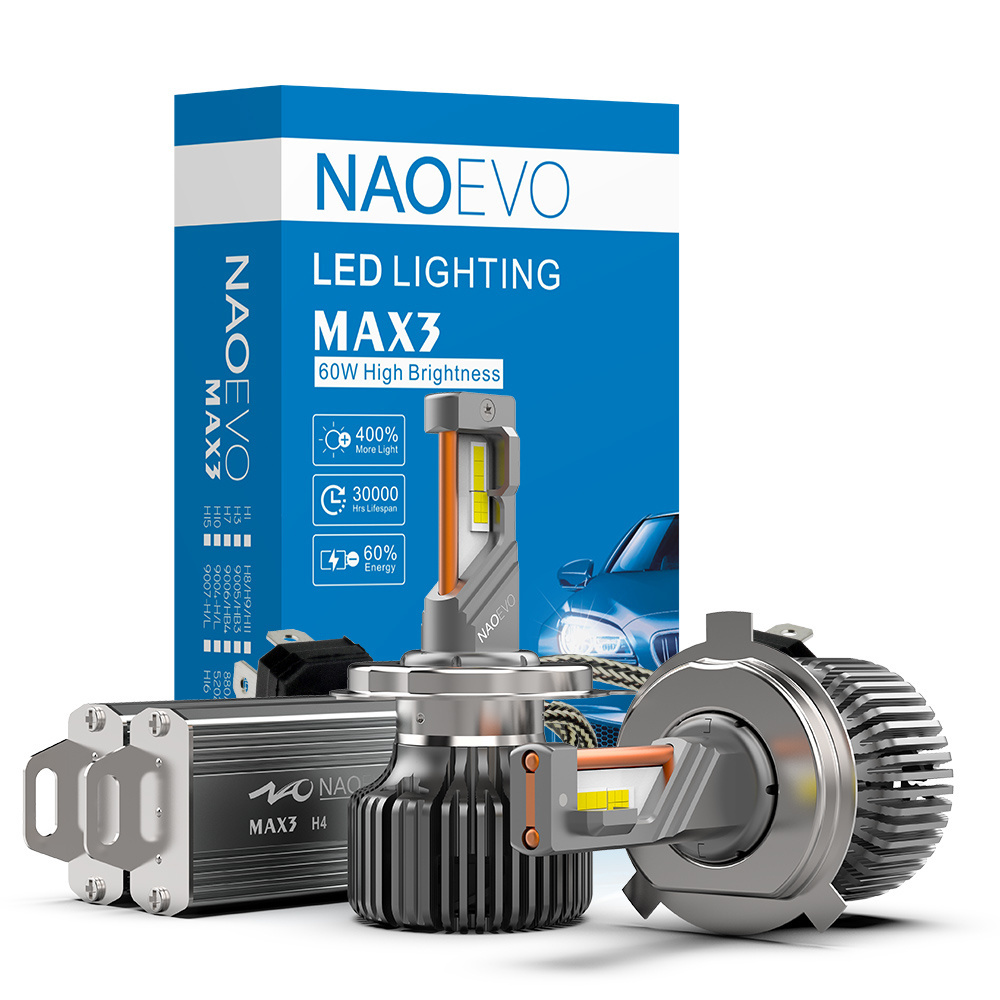 NAO Super Bright MAX3 120W Vehicle Lamp 360 Luz Luces Led H4 H7 H11 9005 9006 Canbus Auto H4 Led Headlight Bulb Car Led Lights