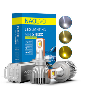 NAOEVO Factory 3 Color S4 Pro H1 H3 H16 H27 Led Canbus For Car H4 H7 H11 9005 9006 Led Headlight Bulb