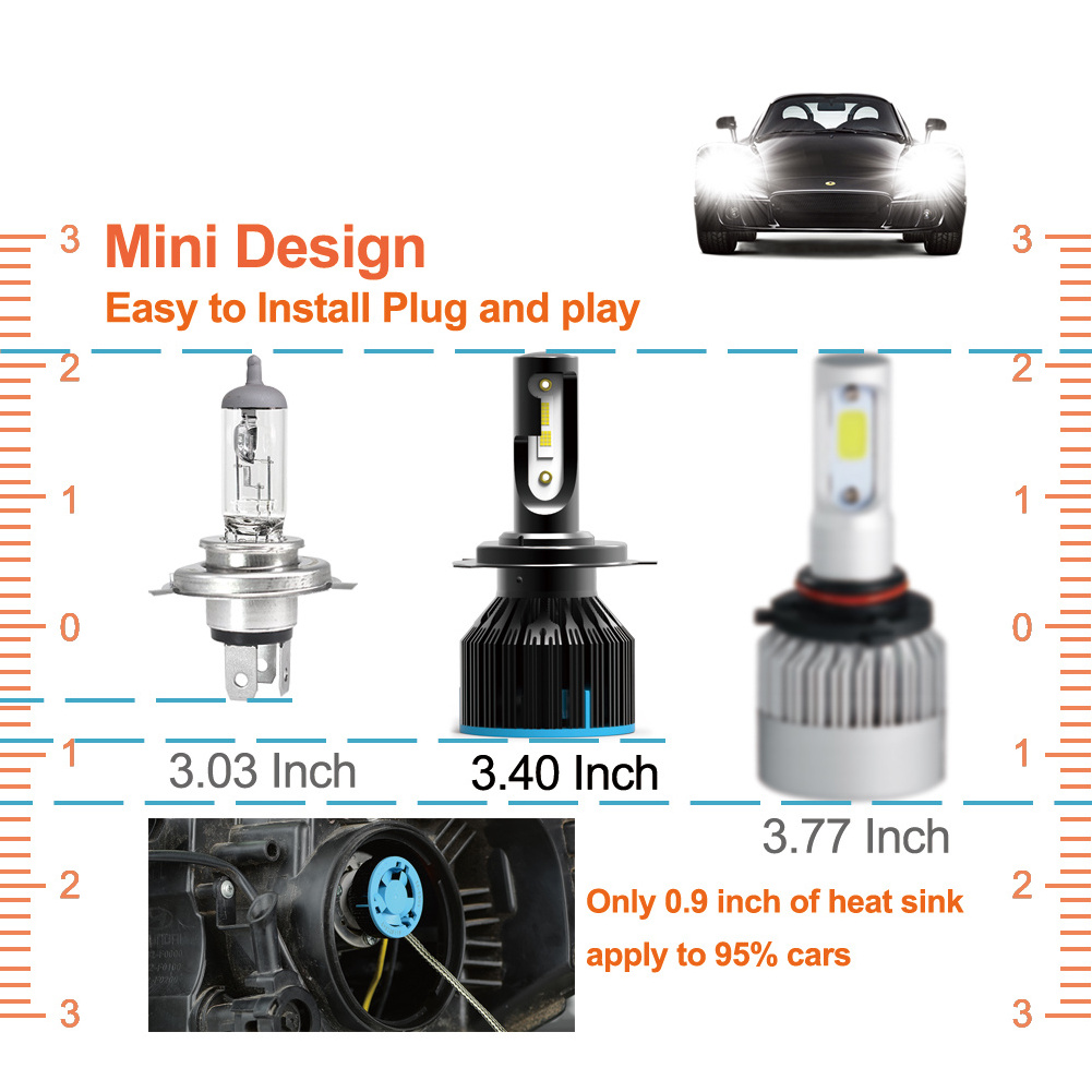 NAO Factory S6 Led Headlight H1 H3 9005 H7 Car Bulbs 60w S6 9006 H11 H4 Led Head light 9012 luces h7 faros h4 led bulb