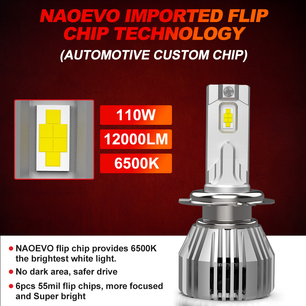 Super Bright 12000lm NR 110w Car Led Headlamp H15 9005 9006 Luce Focos Led Para Auto H4 H7 H11 NAOEVO Factory Car Led Light Bulb