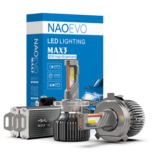 NAO Hot Sell MAX3 120W H7 50000Lm Car Light Bulb H11 Canbus Kit 360 Faros 12V H15 9005 9006 Auto H4 Led Headlights 50000Lm Led