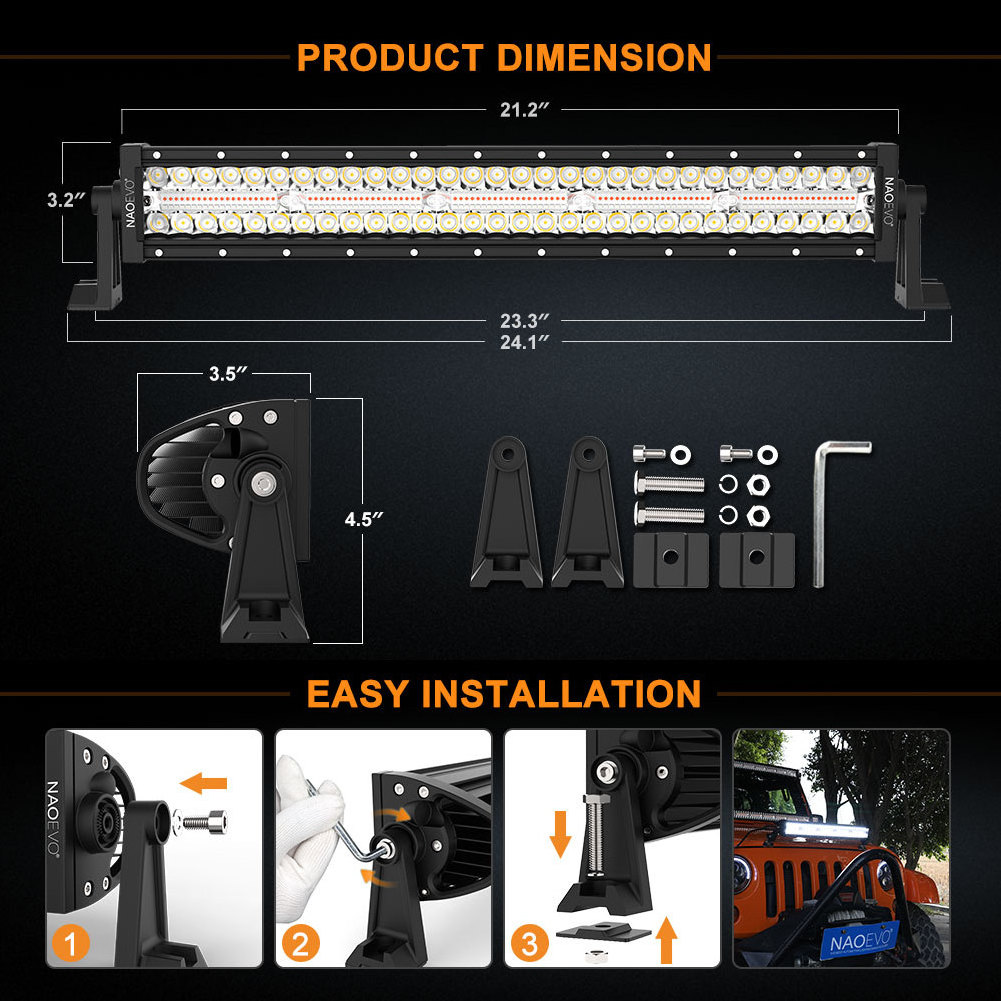 NAO Direct Sale Off-road Parts 22 Inch Off-road Led Lighting Bar 240w Driving Bar Off-road Combo Bar Light