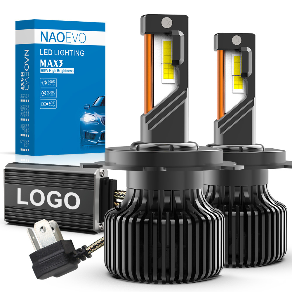 NAO Super High Bright MAX3 120W 13000Lm Auto Light H11 Automotive Headlamp Kit Canbus Faro 9005 H7 Led Headlight Bulb Car Led H4