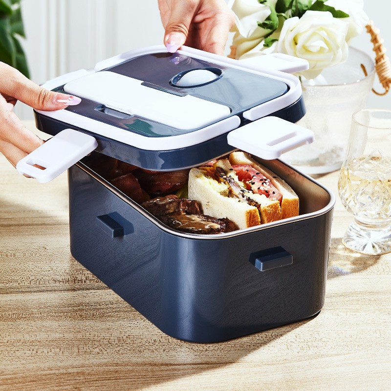 Portable Smart Heating Lunch Box Stainless Steel Electric Heating Lunch Box Household Food Warmer Container With Handle