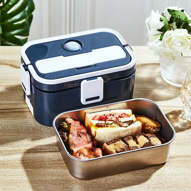 Portable Smart Heating Lunch Box Stainless Steel Electric Heating Lunch Box Household Food Warmer Container With Handle