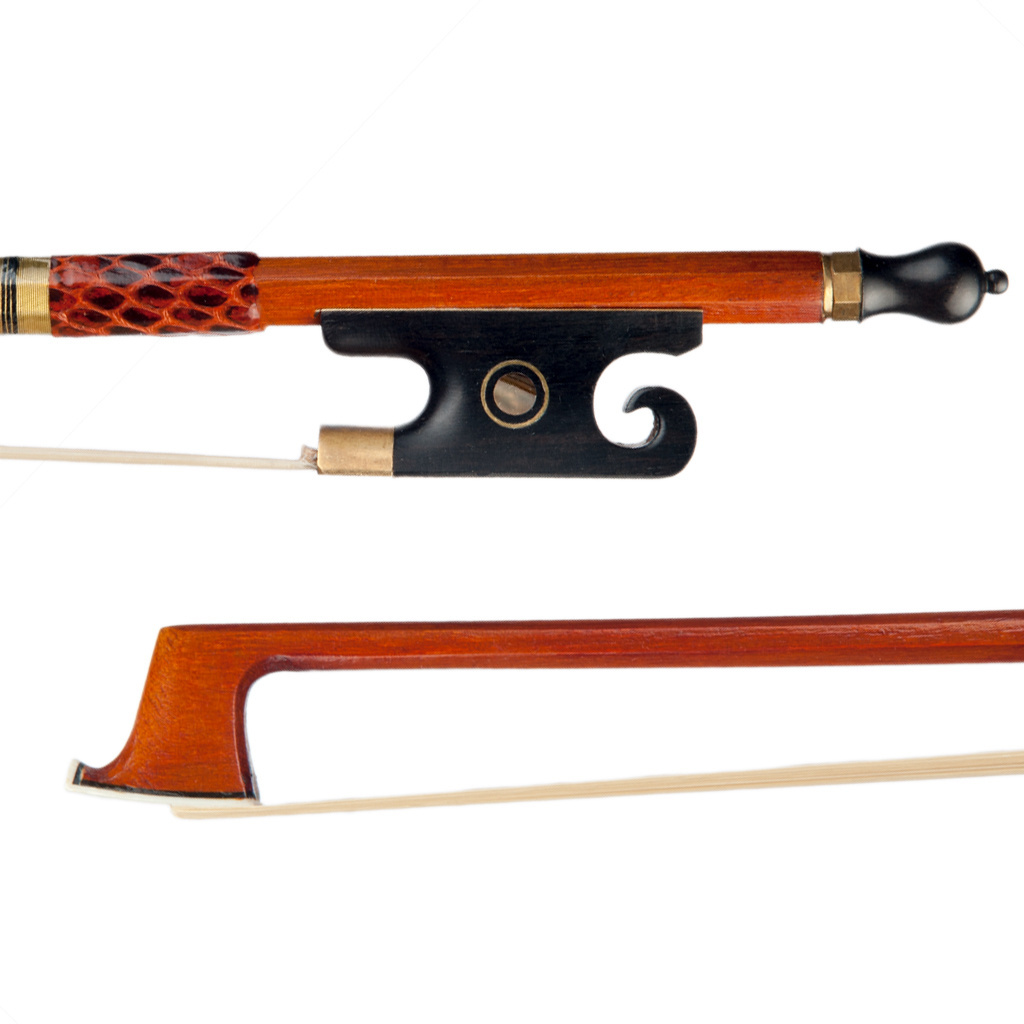 NAOMI Master Pernambuco Performance Violin Bow 4/4 Full Size OX Horn/Ebony Frog Real Mongolia Horsehair Lizard/Snake Skin Grip