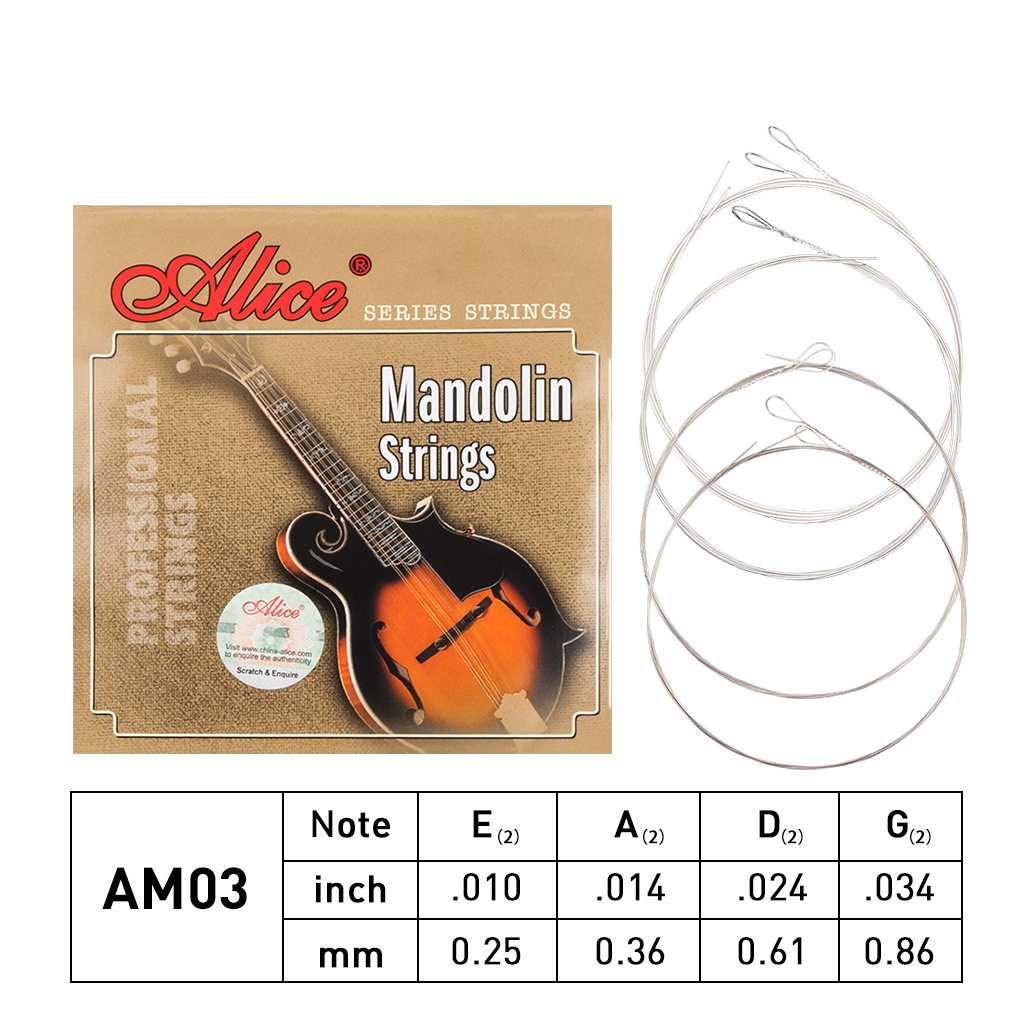 Alice Mandolin Strings AM03 Plated Steel&Silver Plated Strings 1st-4th 010-034 Wholesale