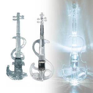 NAOMI 4/4 Electric Violin Transparent Crystal Acrylic Body With Led Light Violin Bow Luminous Clear Electronic Performance