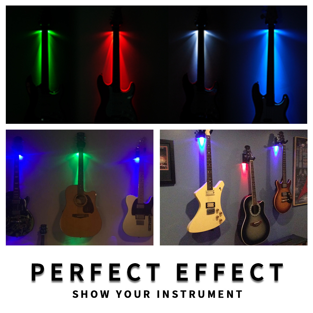 NAOMI Home & Studio Wall Mount Guitar Keeper Hardcase Blue LED Light Guitar Hanger Decorative Holder Guitar Accessories