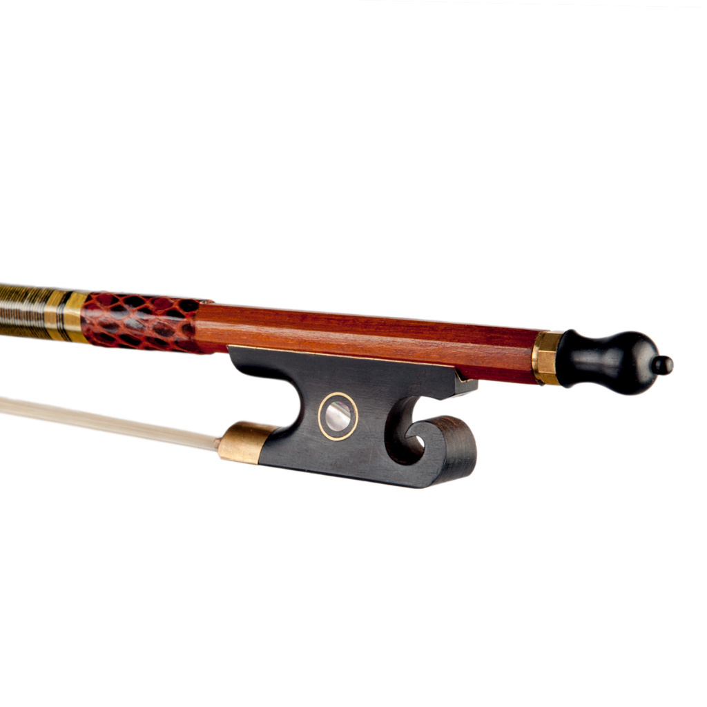 NAOMI Master Pernambuco Performance Violin Bow 4/4 Full Size OX Horn/Ebony Frog Real Mongolia Horsehair Lizard/Snake Skin Grip