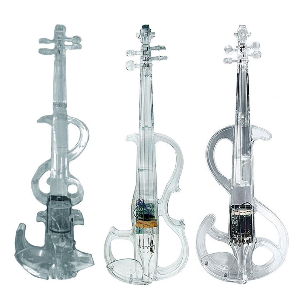 NAOMI 4/4 Electric Violin Transparent Crystal Acrylic Body With Led Light Violin Bow Luminous Clear Electronic Performance