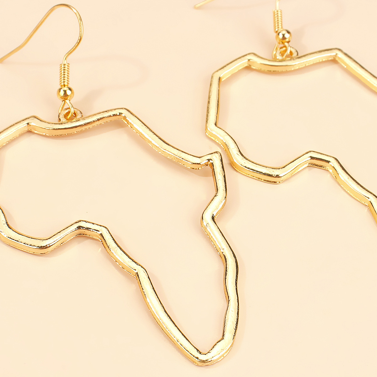 Gold Plated Stainless Steel Hoop Exaggerate Large Gold African Hoop Africa Map Earring