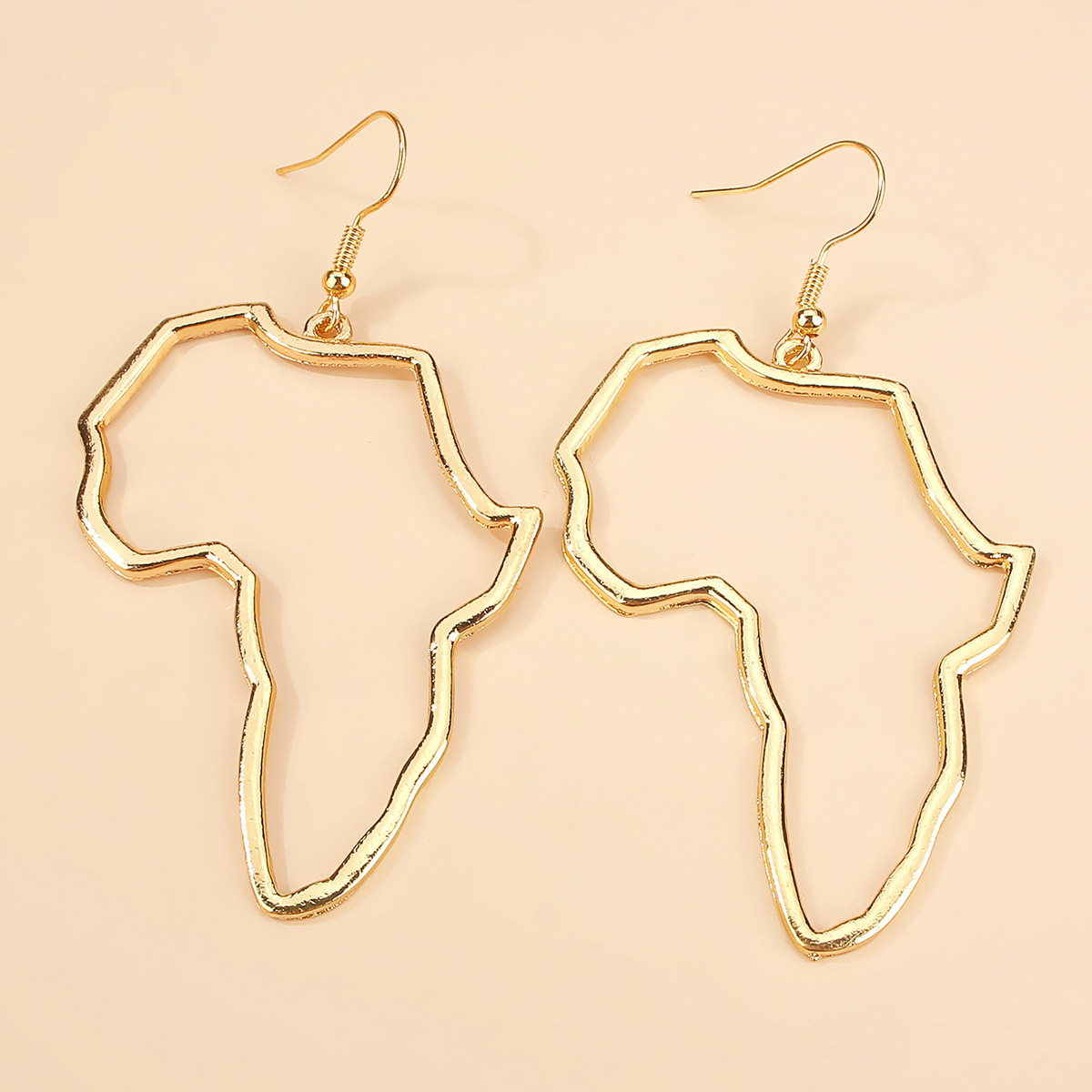 Gold Plated Stainless Steel Hoop Exaggerate Large Gold African Hoop Africa Map Earring