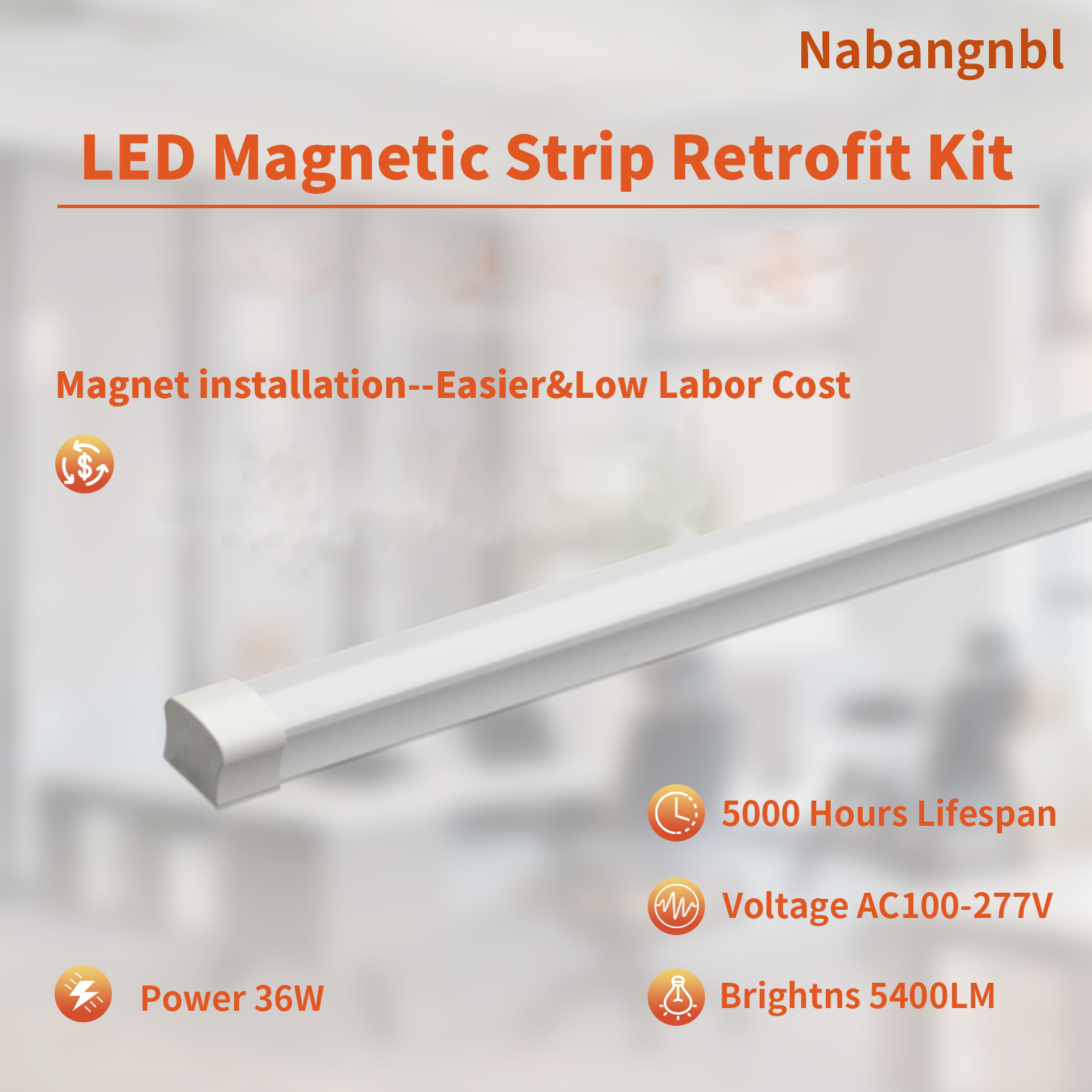 Led retrofit kit strip magnet adhesive 3000K to 5000K 5-year warranty changeable replacement for fluorescent tubes indoor light