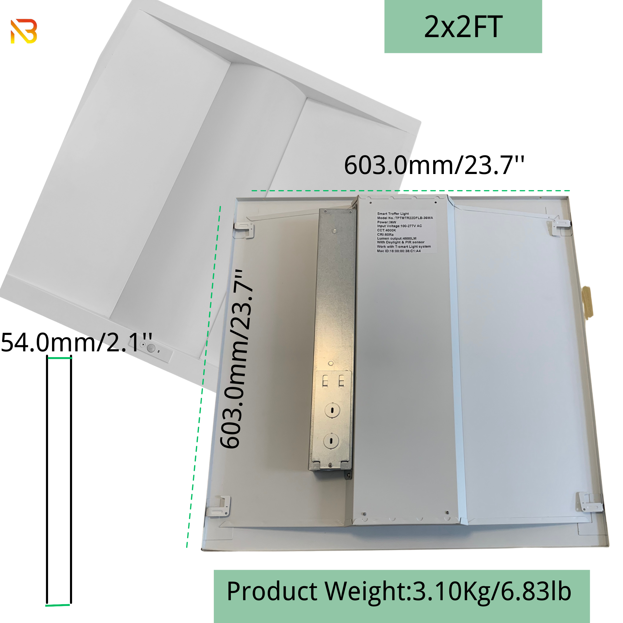 High powerful high lumens Office Commercial Lighting CCT and Wattage changeable 30w 40w  2x2 2x4 Led Troffer