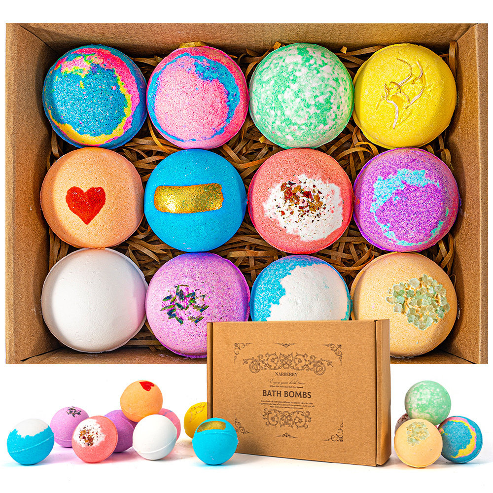 Private Label Luxury Bath Supplies Handmade Bath Balls Set Relax With Logo Organic Mixed Color Bubble Bombs