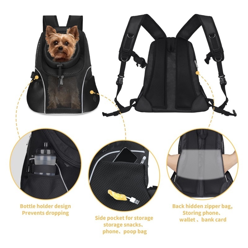 Customizable Small Dog Front Backpack Pet Dog Carrier Backpack Ventilated Mesh Dog Travel Backpack with Safety Belt