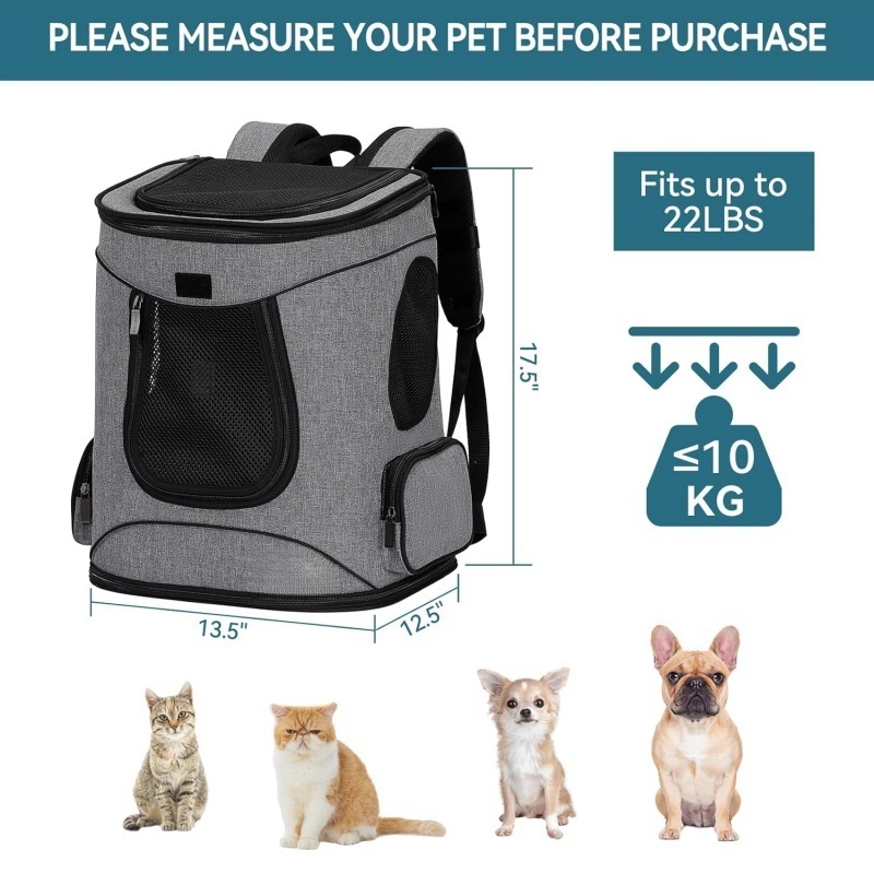 Eco Friendly Pet Backpack Bag Airline Approved Pet Carrier Backpack Durable Cat Travel Bag For Small Medium Dogs Cats Rabbits