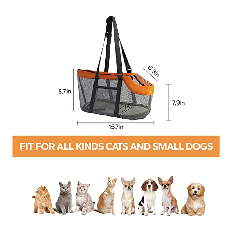 Large capacity fashion convenient portable breathable mesh design foldable pet carrier tote bag