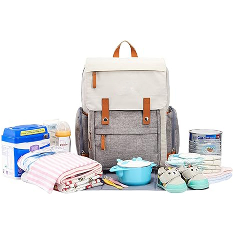 Diaper Bag Backpack Large Multifunction Travel Baby Bag mummy bag for Mom Dad Cream White