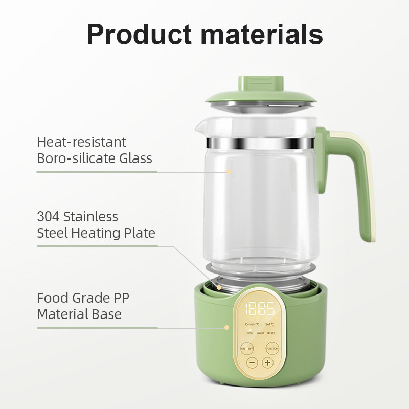 1.2L Green Electric Glass Kettle Water Pot 800w Thermos Wasserkocher Custom Tea Kettles Hot Water Dispenser / Boiler