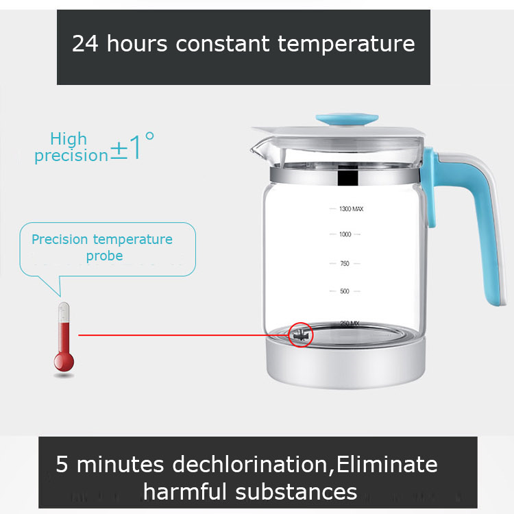 1.3L 220v adjustable keep warm cordless temperature control glass hot water tea coffee cheap electric Health Pot smart kettle