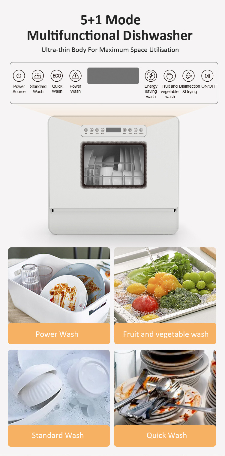 Wholesale Ultra-thin Smart Portable Desktop Dishwashing Machine With Sterilizer And Dryer