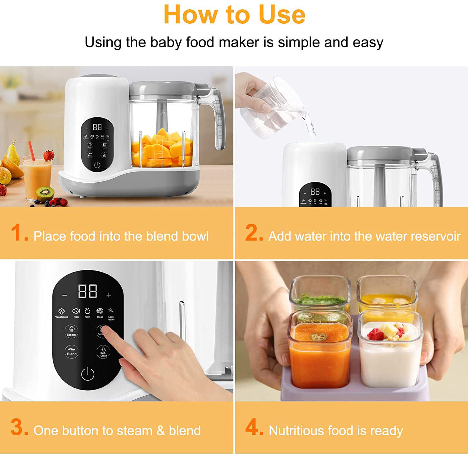 3 In 1 Professional Electric Baby Small Blender Food Processor Vegetable Chopper