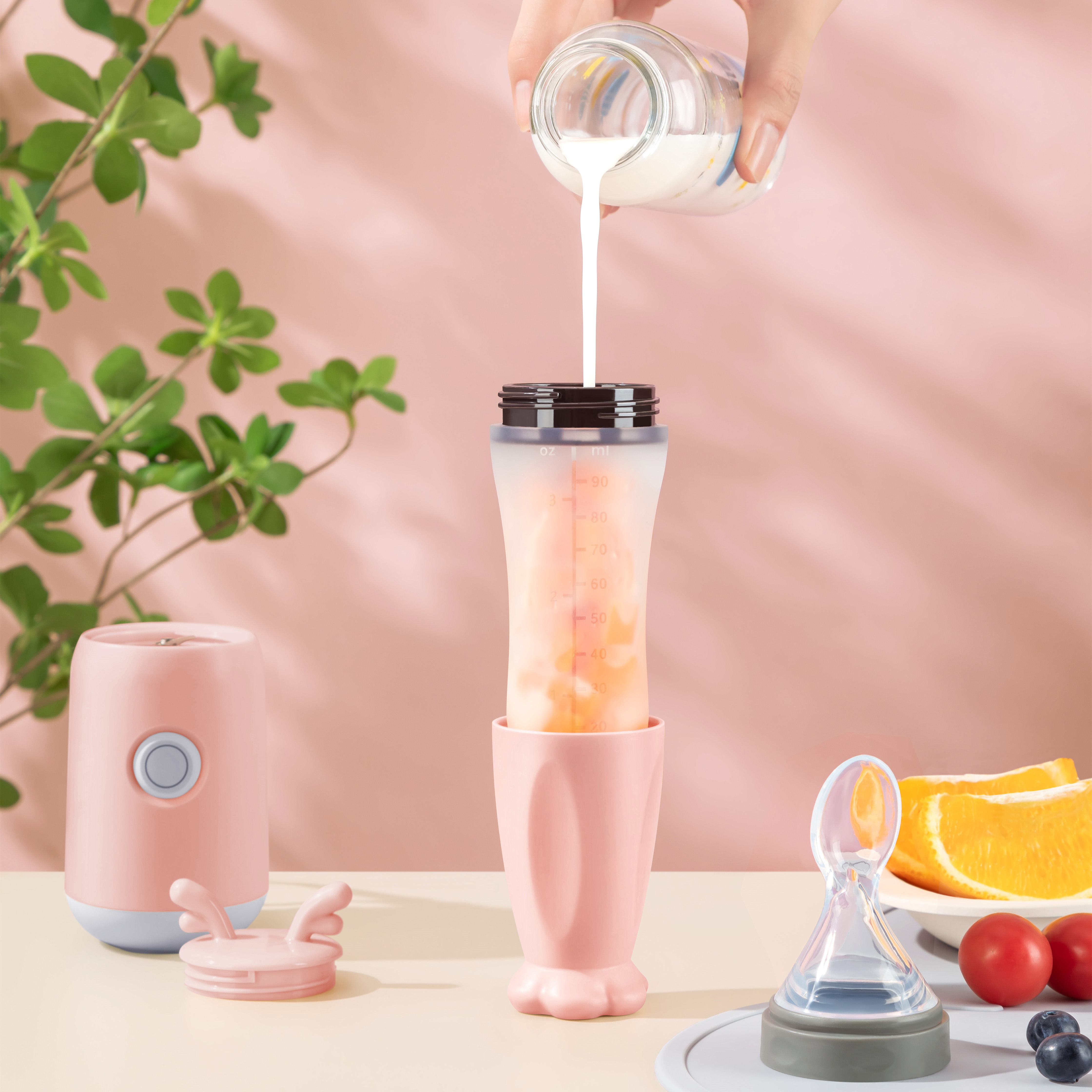 Multi function portable usb mini hand hold mixer puree maker blender baby feeding supplies food processor with spoon feeder