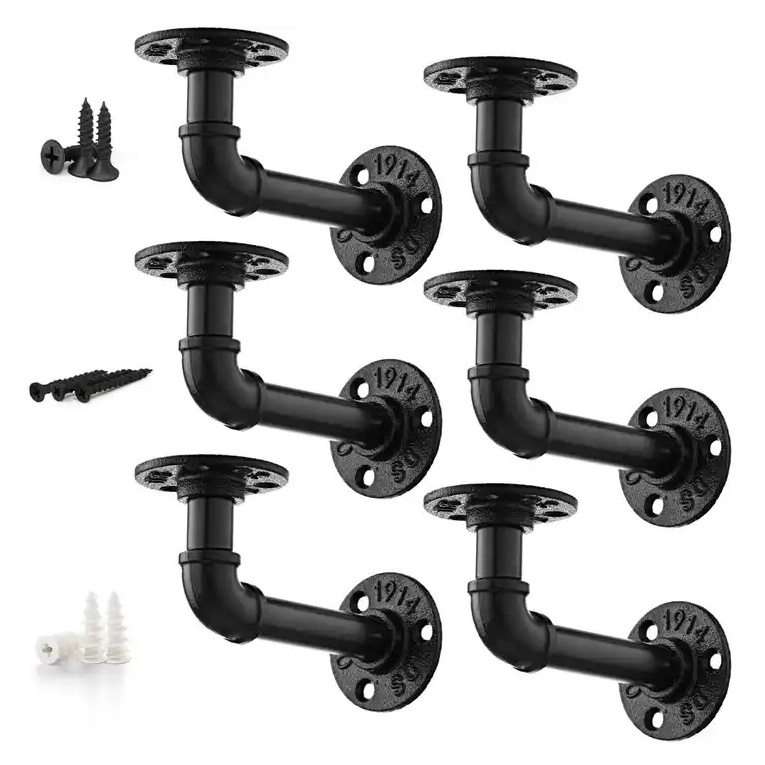 Heavy Duty Pipe wall bracket support wall Mounting Cast Iron flange Shelf Brackets storage rack for Floating Shelves