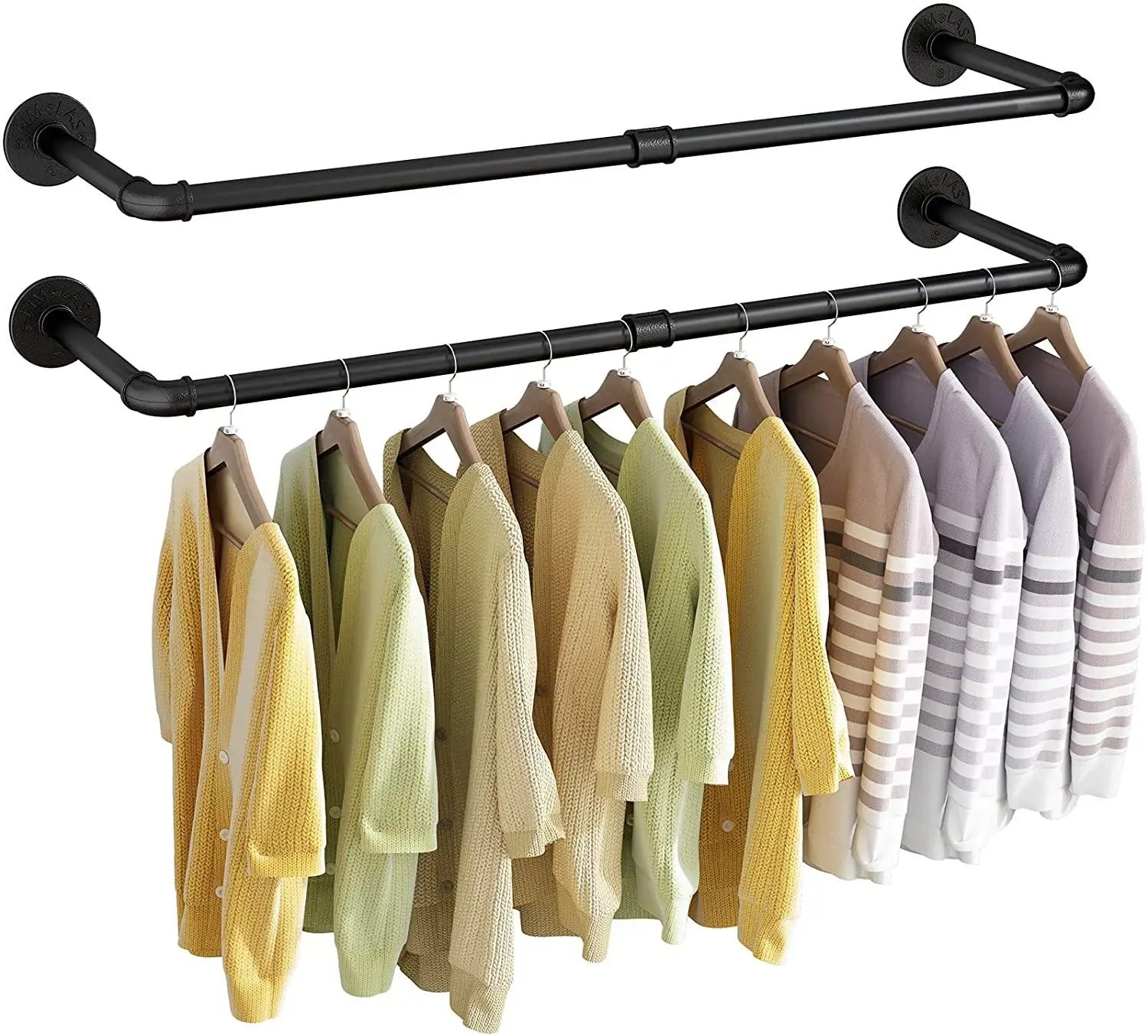 Wall Mount Folding Hanging Industrial Floor Coats Shelves Pipe Wall Hanger Heavy Bracket Shelf Clothes Rack for Clothing