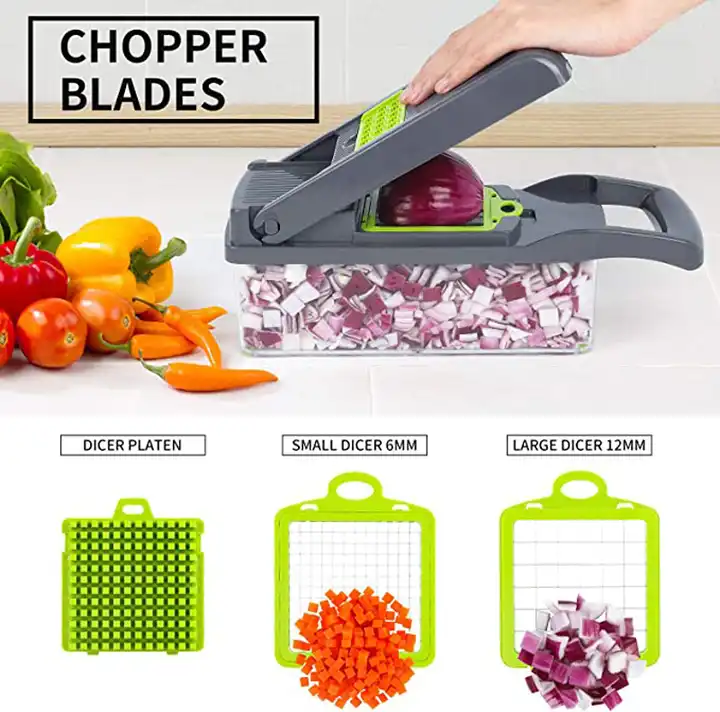 Food Processor Hand Operated Kitchen Dicer Veggie Cutter Salad Potato Carrot Garlic Fruits Vegetable Chopper Mandolin Slicer