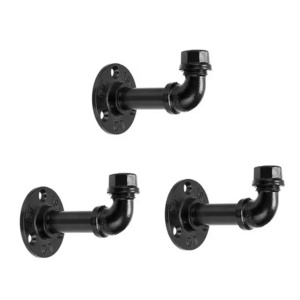 6cm Towel Hooks Industrial Black Cast Iron Pipe Clothes Hook Rails for Bathroom Kitchen Garage Wall Mounted