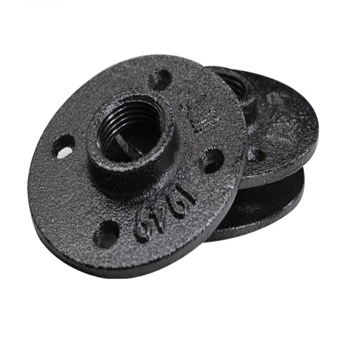 Long lasting dn15 dn 20 Black cast iron loft cast iron  pipe fittings and floor flange for steampunk furniture