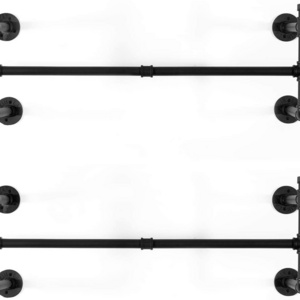 Industrial Pipe Clothes Rack, Heavy Duty Wall Mounted Black cast Iron Garment Rack Bar, Hanging Rod for Closet Storage