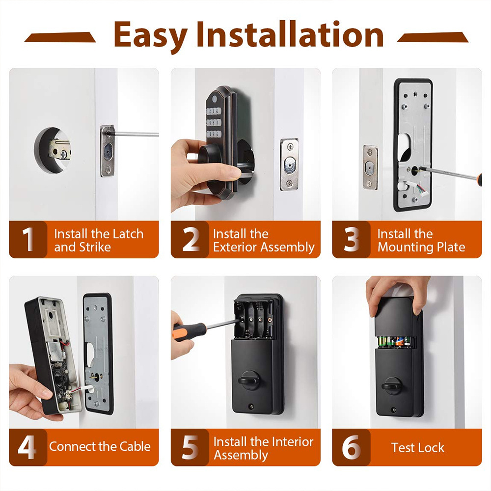 Easy Installation Auto Economical Keyless Electronic  Entry Smart Locks Deadbolt  Button Code Smart Bedroom Door Lock