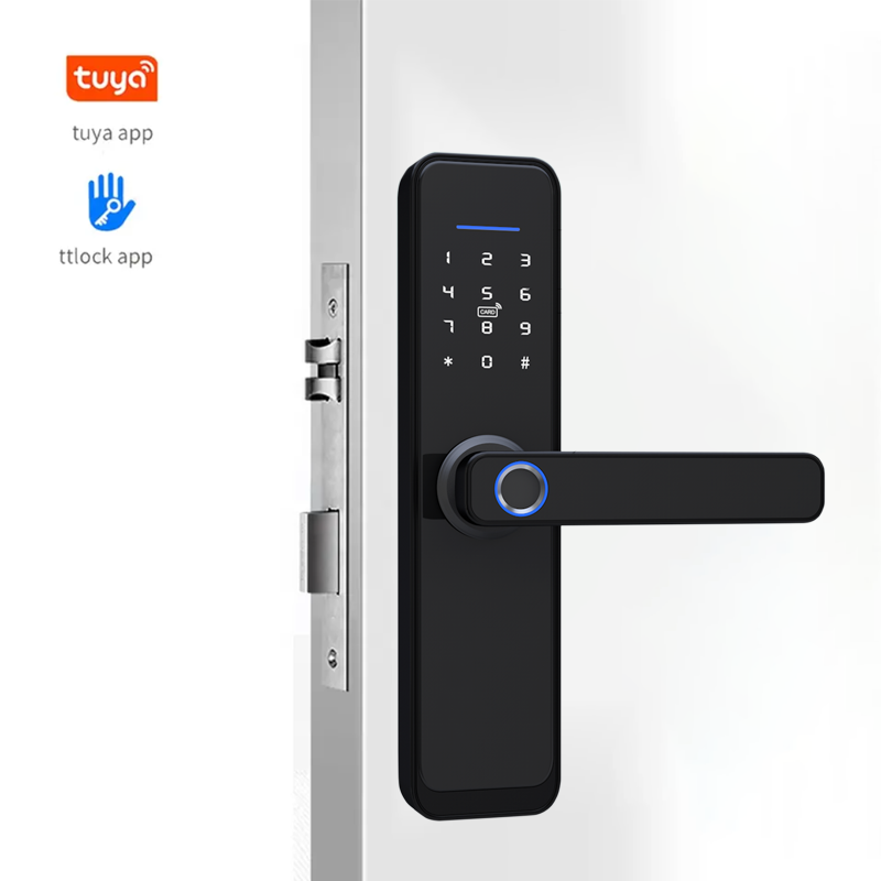 WIFI Tuya APP Smart Door Lock Aluminum Cerraduras Inteligentes Fingerprint Inside Keyless Waterproof Digital Handle Smart Lock