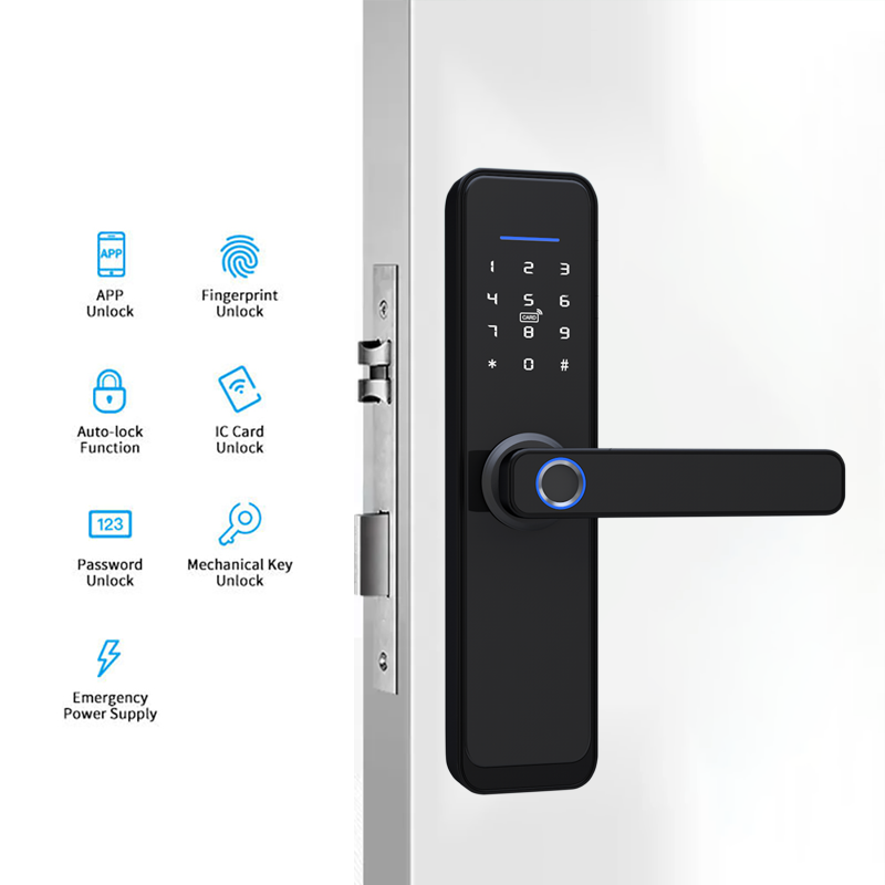 WIFI Tuya APP Smart Door Lock Aluminum Cerraduras Inteligentes Fingerprint Inside Keyless Waterproof Digital Handle Smart Lock