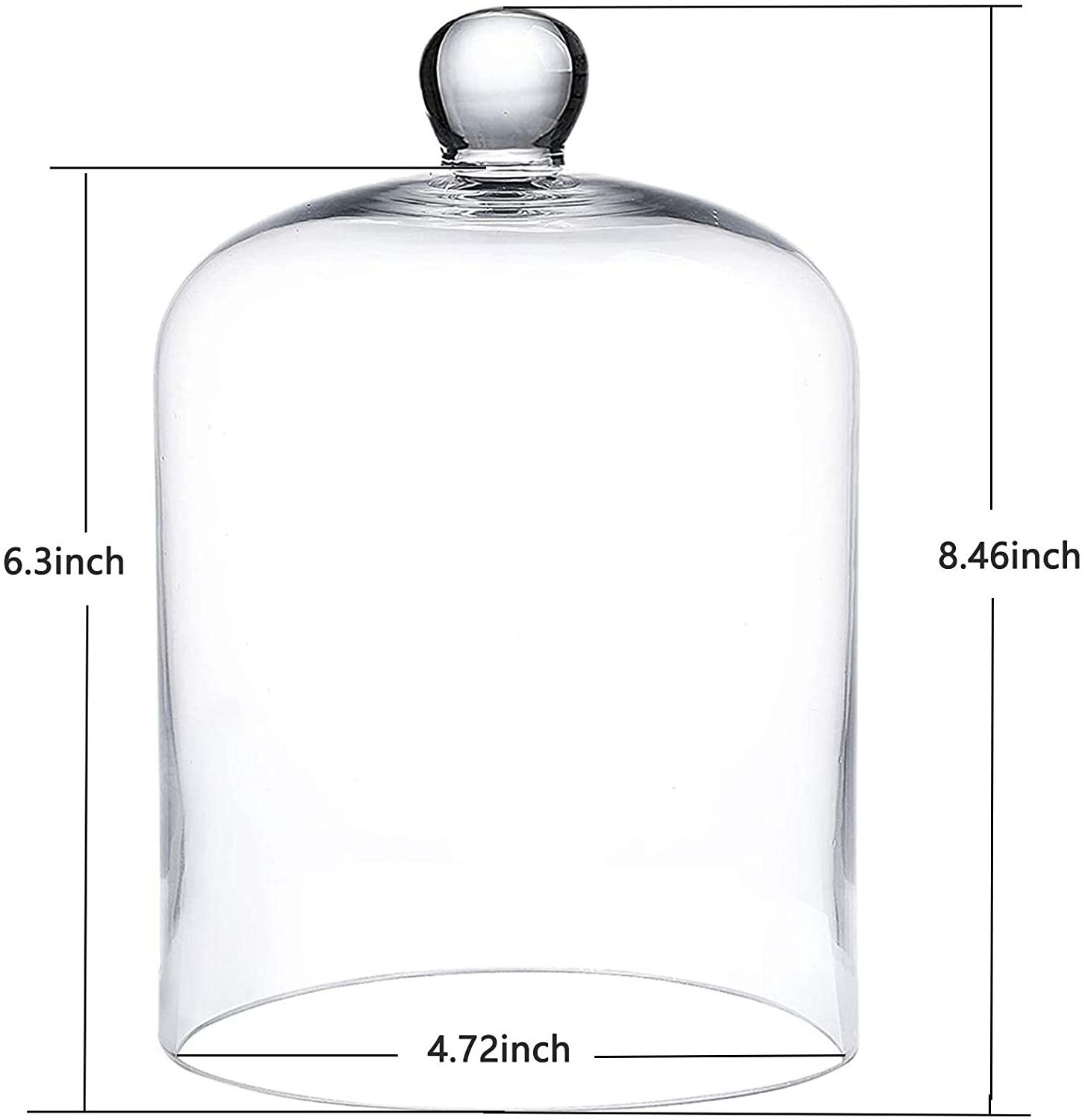 Cloche Glass Dome Glass Cloche Bell Jar Bell Dome Glass Display Cover for Dessert Foods Candles