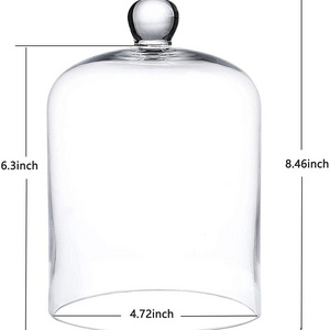 Cloche Glass Dome Glass Cloche Bell Jar Bell Dome Glass Display Cover for Dessert Foods Candles