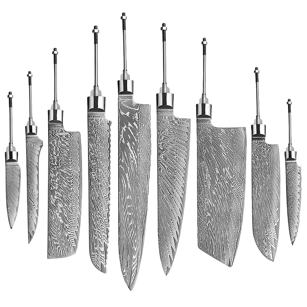 1-9 Piece Kitchen Knives Blank Blade 67 Layers Damascus Steel DIY Blades High Hardness Kitchen Utility Cooking Tools Gift