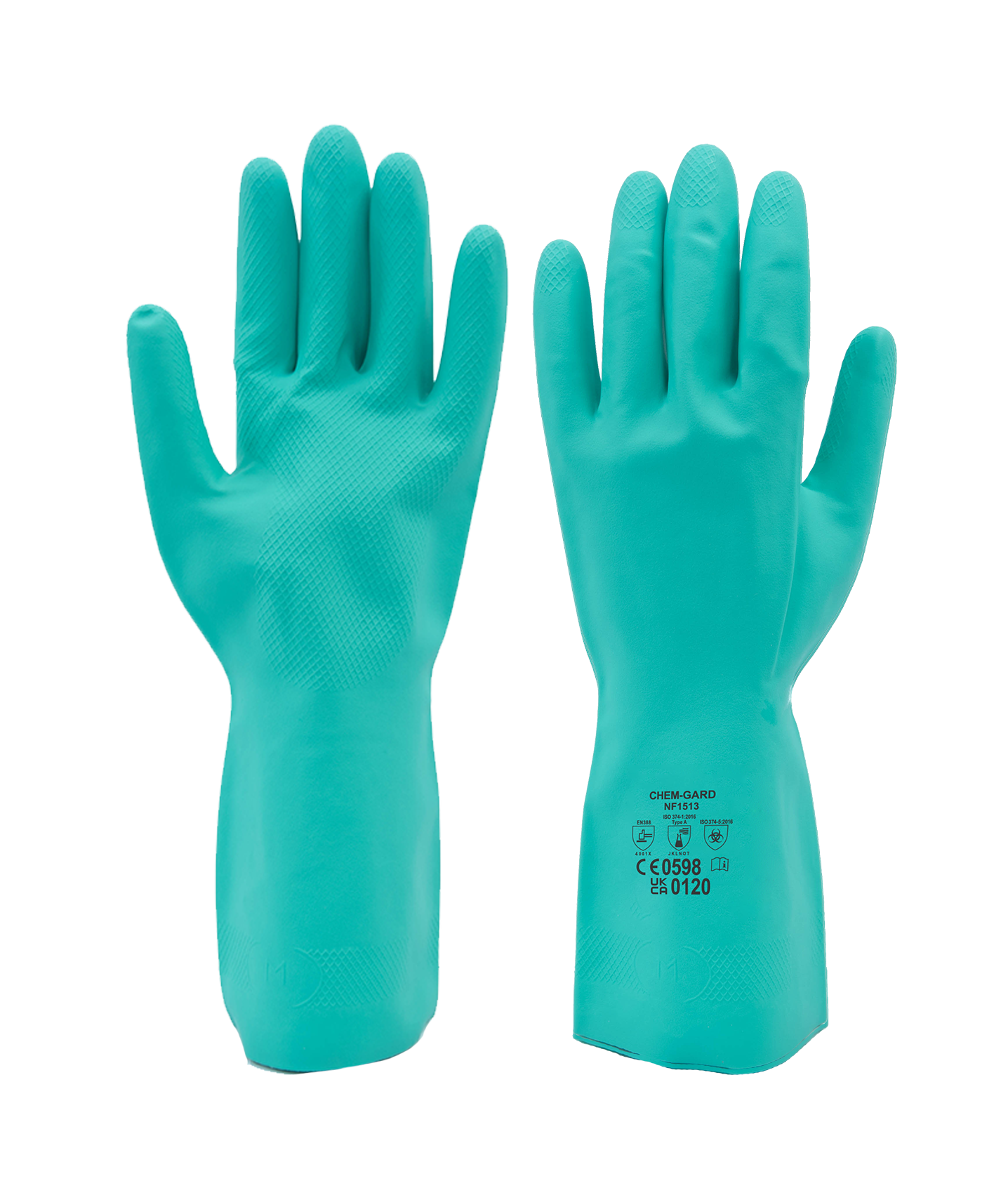 chemical resistant green nitrile gloves non slip flocklined work gloves,  safety gloves for oil grease and industry uses