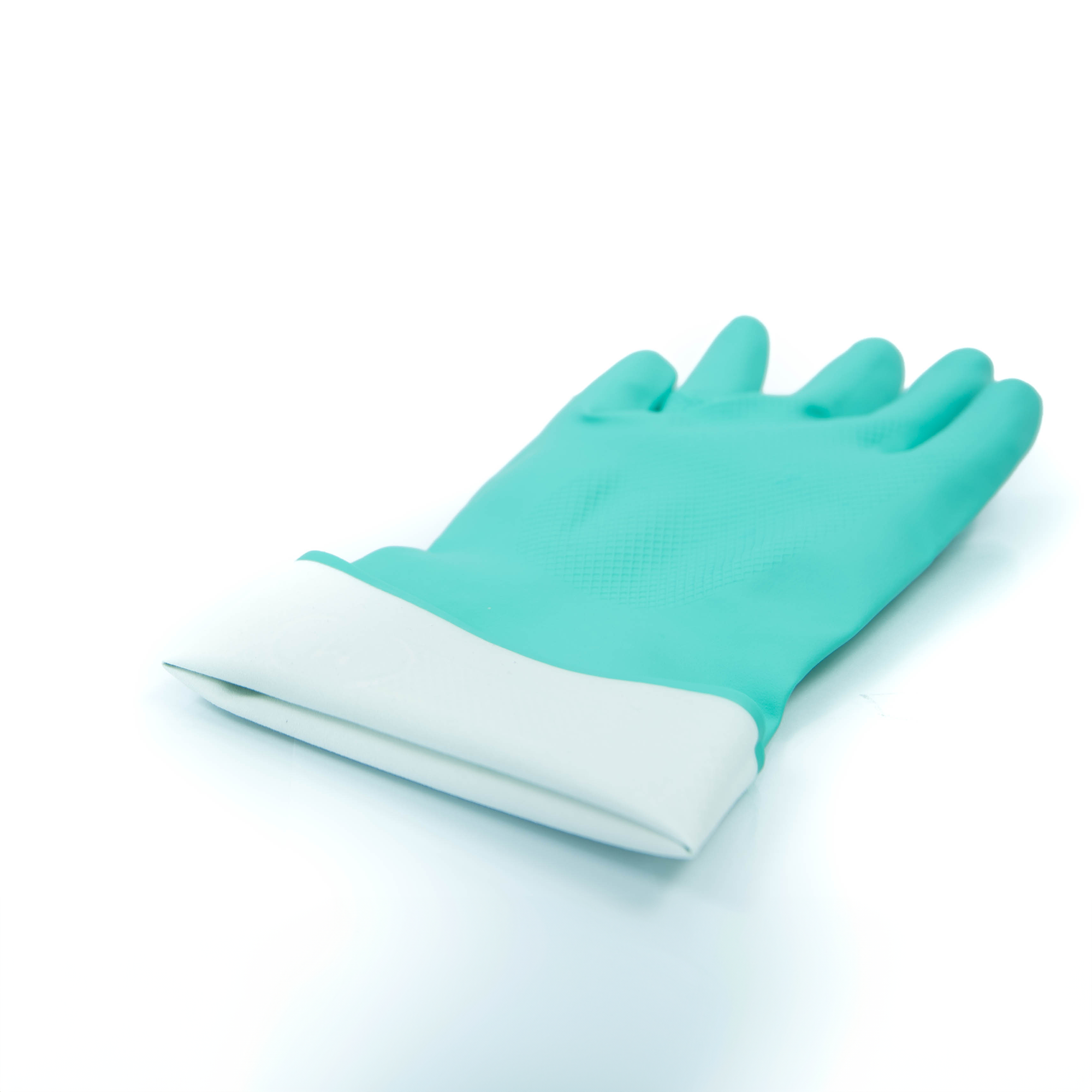 chemical resistant green nitrile gloves non slip flocklined work gloves,  safety gloves for oil grease and industry uses