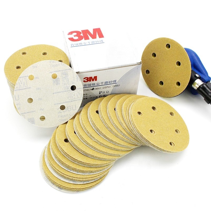 3M 236U sandpaper gold sand disc abrasive  roll hook and loop or psa backing for for car or furniture finish polishing