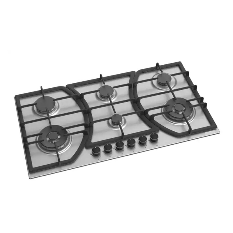 Kitchen appliance gas hob stainless steel panel built-in gas stove AC/battery ignition with safety device 5 burner gas cooker