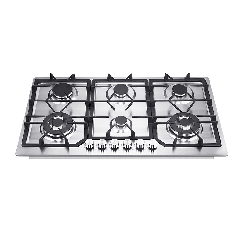 Kitchen appliance gas hob stainless steel panel built-in gas stove AC/battery ignition with safety device 5 burner gas cooker