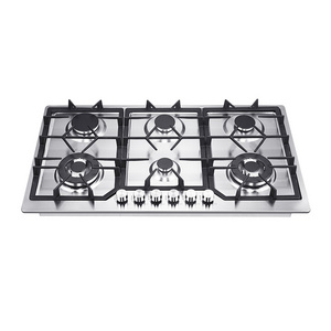 Kitchen appliance gas hob stainless steel panel built-in gas stove AC/battery ignition with safety device 5 burner gas cooker