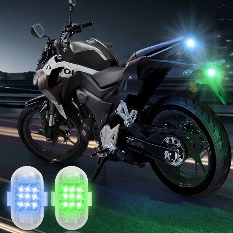 Universal Led Aircraft Strobe Lights Motorcycle Anti-collision Warning Light with USB Charging 7 Colors Turn Signal Indicator