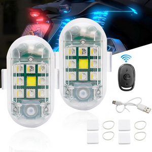 Universal Led Aircraft Strobe Lights Motorcycle Anti-collision Warning Light with USB Charging 7 Colors Turn Signal Indicator