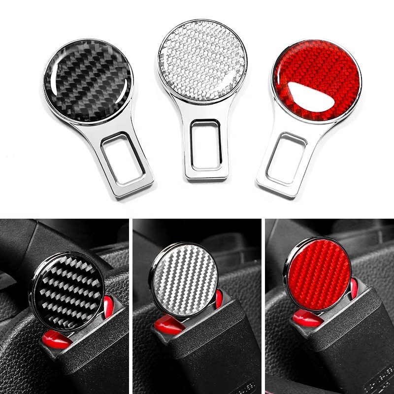 Factory Custom Logo Carbon Fiber High Quality Auto Seatbelt Buckle for All Cars Car Safety Belt Buckle Clip